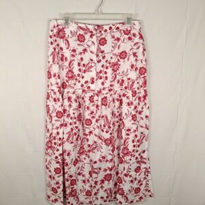 Saks Fifth Avenue Medium‎ Skirt Pink Garden Floral Midi Tropical Silk Blend Nwt